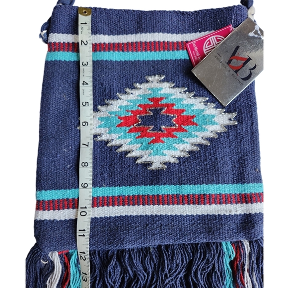 America & Beyond Aztec Multi-color Crossbody Bag | Woven | Blue, Red, White NWT - Picture 8 of 11